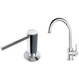 Zestaw Franke Lina bateria kuchenna stojąca z dozownikiem do płynów 350 ml chrom (1150693228, 1190584065)