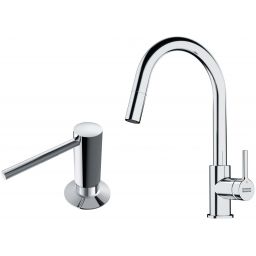 Zestaw Franke Lina bateria kuchenna stojąca z dozownikiem do płynów 350 ml chrom (1150693229, 1190584065)