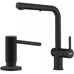 Zestaw Franke Active bateria kuchenna stojąca z dozownikiem do płynów 300 ml czarny mat (1150653382, 1190547906)