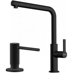 Zestaw Franke Maris Slim L Pull-Out bateria kuchenna stojąca z dozownikiem do płynów 300 ml czarny mat (1150728394, 1190547906)
