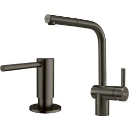 Zestaw Franke Atlas Neo M Pull-Out bateria kuchenna stojąca z wyciąganą wylewką z dozownikiem do płynów 350 ml antracyt (115.0628.210, 112.0717.103)