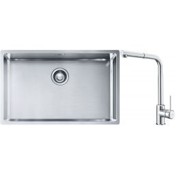 Franke Box BXX 210/110-68 zlewozmywak 72,5x45 cm stalowy z baterią kuchenną Sirius Side chrom (1270453658, 1150668280)