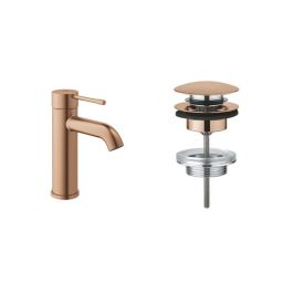 Zestaw Grohe Essence bateria umywalkowa stojąca z korkiem Brushed Warm Sunset (23590DL1, 65807DL0)