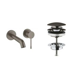 Zestaw Grohe Essence New bateria umywalkowa podtynkowa z korkiem Brushed Hard Graphite (19408AL1, 65807AL0)