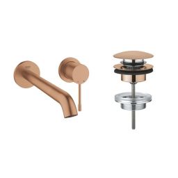 Zestaw Grohe Essence New bateria umywalkowa podtynkowa z korkiem Brushed Warm Sunset (19967DL1, 65807DL0)