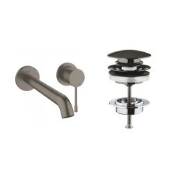 Zestaw Grohe Essence New bateria umywalkowa podtynkowa z korkiem Brushed Hard Graphite (19967AL1, 65807AL0)