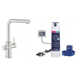 Zestaw Grohe Blue Pure Minta bateria kuchenna stal z filtrem wody Blue (30601DC0, 40875000)