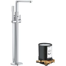 Zestaw Grohe Lineare bateria wannowo-prysznicowa wolnostojąca kompletna chrom (23792001, 45984001)