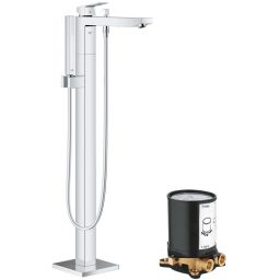 Zestaw Grohe Eurocube bateria wannowo-prysznicowa wolnostojąca kompletna chrom (23672001, 45984001)