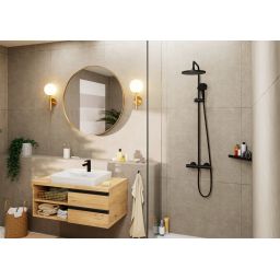 Hansgrohe Vernis Blend zestaw wannowo-prysznicowy ścienny termostatyczny z deszczownicą czarny mat 26426670