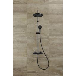 Hansgrohe Vernis Blend zestaw wannowo-prysznicowy ścienny termostatyczny z deszczownicą czarny mat 26426670