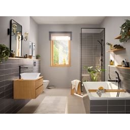 Hansgrohe Rebris E bateria umywalkowa stojąca czarny mat 72581670