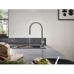 Hansgrohe Talis M54 bateria kuchenna stojąca czarny chrom szczotkowany 72800340