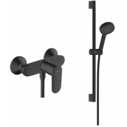 Zestaw Hansgrohe Vernis Blend bateria prysznicowa z kompletem prysznicowym ściennym czarny mat (71640670, 28044670)