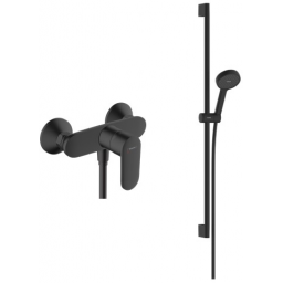 Zestaw Hansgrohe Vernis Blend bateria prysznicowa z kompletem natryskowym ściennym czarny mat (71640670, 28046670)