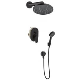 Zestaw Hansgrohe Vernis Blend bateria prysznicowa podtynkowa z deszczownicą i komplet natryskowy czarny mat (26277670, 27809670, 71449670, 31741180, 28052670, 26453670)