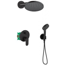 Zestaw Hansgrohe Vernis Blend komplet prysznicowy podtynkowy z deszczownicą czarny mat (26277670, 27809670, 71466670, 01800180, 26888670, 26340670, 28272670)