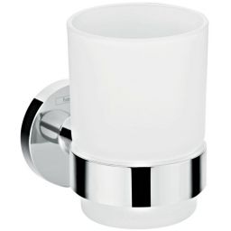 Hansgrohe Logis Universal kubek do mycia zębów chrom/szkło białe 41718000