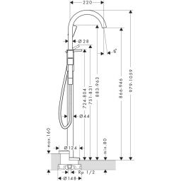 Axor One bateria wannowo-prysznicowa wolnostojąca 48440330
