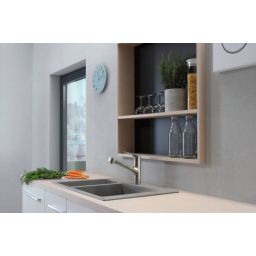 Hansgrohe M42 bateria kuchenna stojąca z wyciąganą wylewką stal szlachetna 71814800