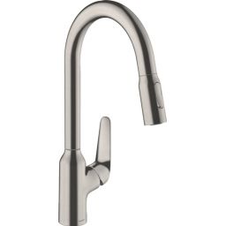 Hansgrohe Focus M42 bateria kuchenna stojąca z wyciąganą wylewką stal szlachetna 71820800