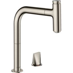 Hansgrohe Metris Select M71 bateria kuchenna stojąca z wyciąganą wylewką stal szlachetna 73804800