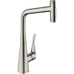 Hansgrohe Metris Select M71 bateria kuchenna stojąca z wyciąganą wylewką stal szlachetna 73816800
