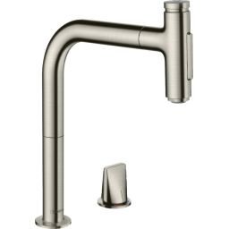 Hansgrohe Metris Select M71 bateria kuchenna stojąca z wyciąganą wylewką stal szlachetna 73818800