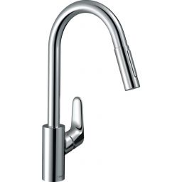 Hansgrohe Focus M41 bateria kuchenna stojąca z wyciąganą wylewką stal 73880800
