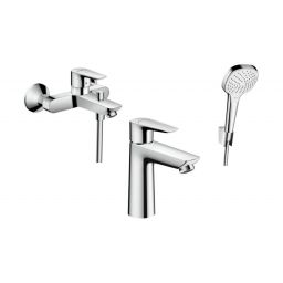 Hansgrohe Talis E bateria wannowa i umywalkowa z zestawem prysznicowym Croma (71740000, 71710000, 26425400)