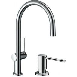 Zestaw Hansgrohe Talis M54 bateria kuchenna stojąca EcoSmart z dozownikiem do płynów chrom (72843000, 40438000)
