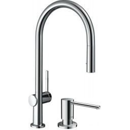Zestaw Hansgrohe Talis M54 bateria kuchenna stojąca z dozownikiem do płynów chrom (72801000, 40438000)