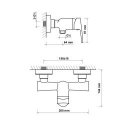Hagser Della bateria prysznicowa ścienna chrom HGR20000033