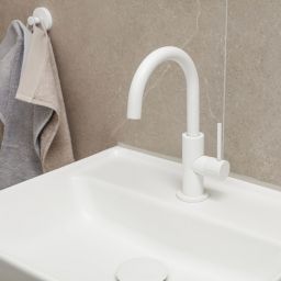 Herzbach Deep White bateria umywalkowa stojąca biały mat 23.203420.1.07