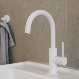 Herzbach Deep White bateria umywalkowa stojąca biały mat 23.203420.1.07