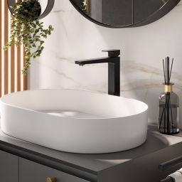 Herzbach Ceo Black bateria umywalkowa stojąca wysoka czarny mat 36.220320.2.12