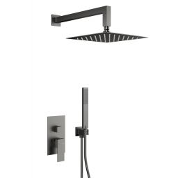 KFA Armatura Logon Gun Metal Grey zestaw prysznicowy podtynkowy z deszczownicą grafit 5139-501-61