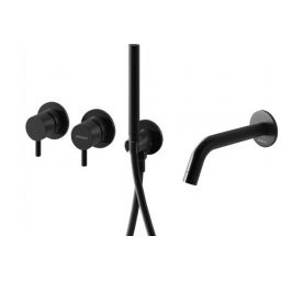 Zestaw Kohlman Axel bateria wannowo-prysznicowa z wylewką Roxin Black czarny mat (QW260A, QW230RB)