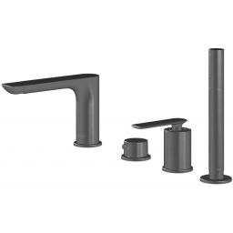 Kohlman Experience Gray bateria wannowo-prysznicowa 4-otworowa szczotkowany grafit QB244EG
