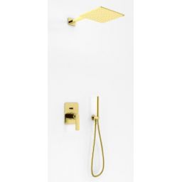 Kohlman Experience Brushed Gold zestaw prysznicowy podtynkowy z deszczownicą złoty szczotkowany QW210EGDBQ30