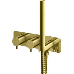 Kohlman Axel Brushed Gold bateria wannowo-prysznicowa podtynkowa z termostatem złoty szczotkowany QW265AGDB