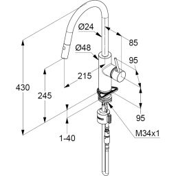 Kludi E-Go Voice bateria kuchenna stojąca czarny mat 423006677