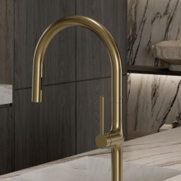 Kludi Reef bateria kuchenna stojąca złoty szczotkowany 50851N075