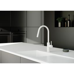 Kludi E-Go Voice bateria kuchenna stojąca biały mat 423005377