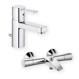 Kludi Zenta zestaw baterii wannowo-prysznicowa i umywalkowa chrom (382500575, 351010538)