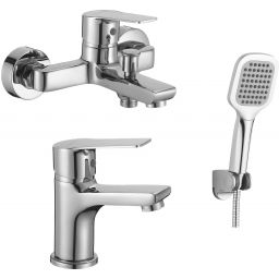 Kuchinox Borgo zestaw bateria umywalkowa i wannowa z kompletem natryskowym chrom BKBA011D