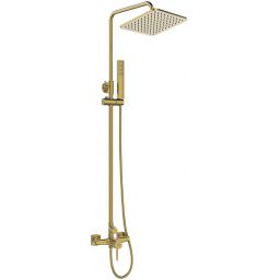 Laveo Pola zestaw prysznicowy ścienny z deszczownicą złoty szczotkowany PLA_GBKX