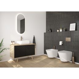 Zestaw Oltens Jog miska WC wisząca PureRim z powłoką SmartClean z deską wolnoopadającą Slim 42505000