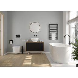 Oltens Nordlis lustro 60x60 cm okrągłe z oświetleniem od tyłu z matą grzewczą czarny 64108300