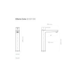 Oltens Gota bateria umywalkowa stojąca czarny mat 32401300